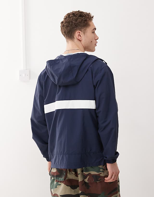 Columbia Spire Valley Hooded Windbreaker In Navy
