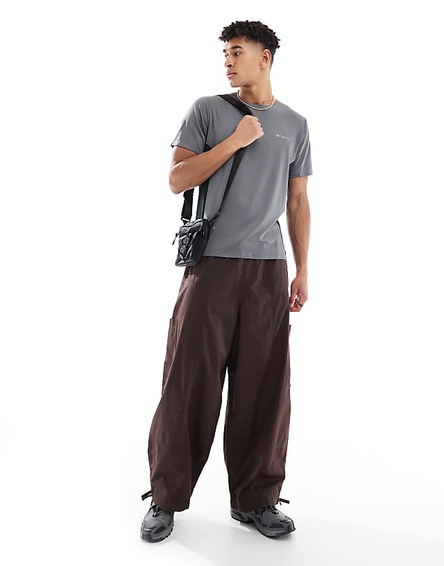 Columbia Three Pitch Short Sleeve Crewneck T-shirt In Grey And Black