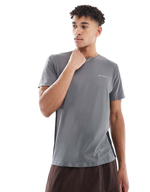 Columbia Three Pitch short sleeve crewneck t-shirt in grey and black