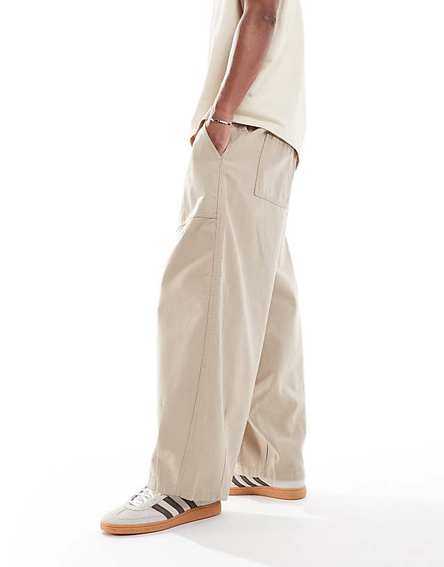 Cotton On Baggy Balloon Fit Linen Trousers In Stone
