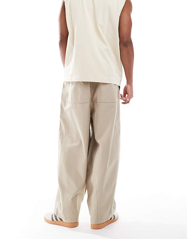 Cotton On Baggy Balloon Fit Linen Trousers In Stone