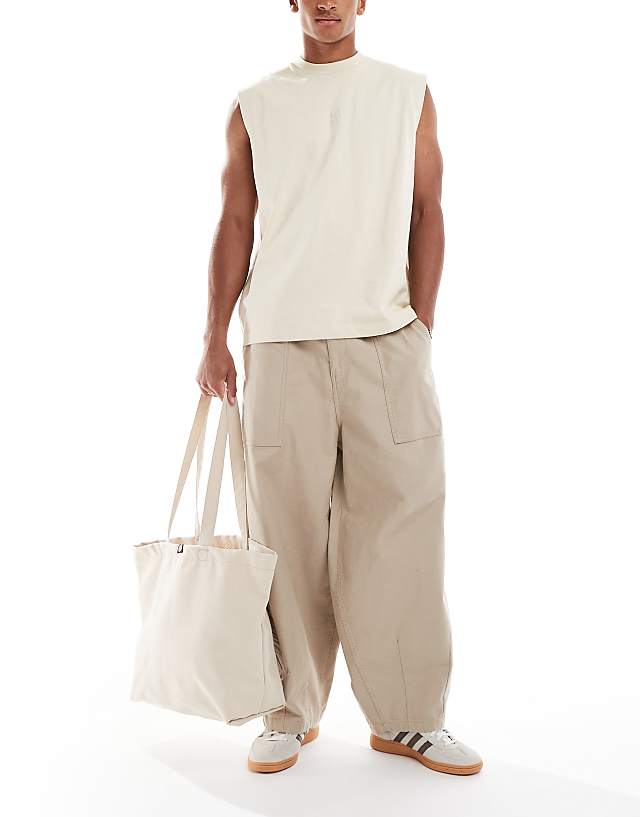 Cotton On baggy balloon fit linen trousers in stone