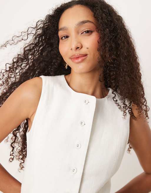 Cotton On Sienna Linen Button Up Dress In White