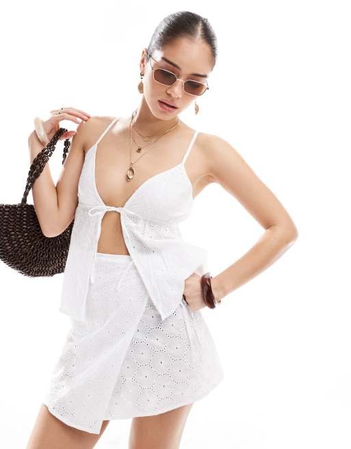 Esmee Exclusive Crochet Tie Beach Co-ord In White