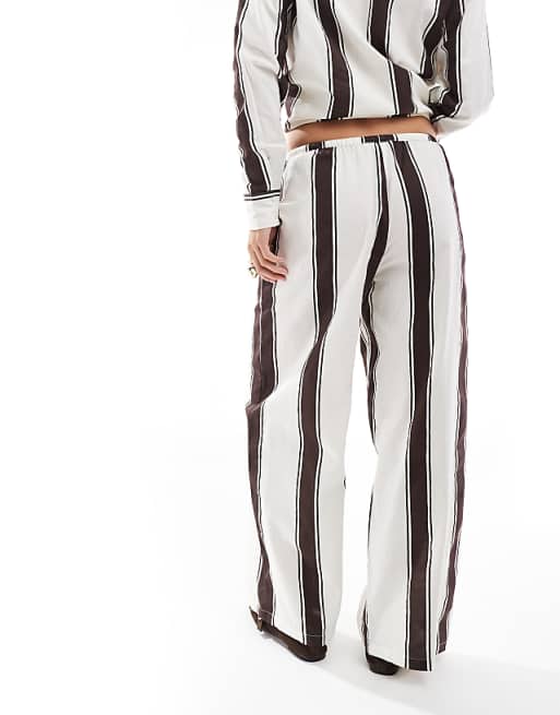 Esmee Exclusive Relaxed Beach Trouser In Brown And Cream Stripe