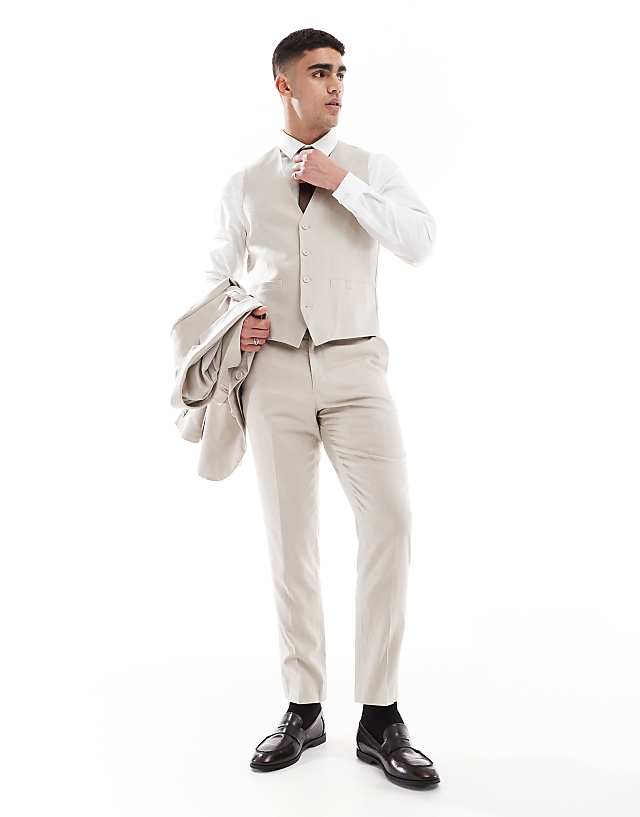 French Connection Linen Formal Suit Co-ord In Stone