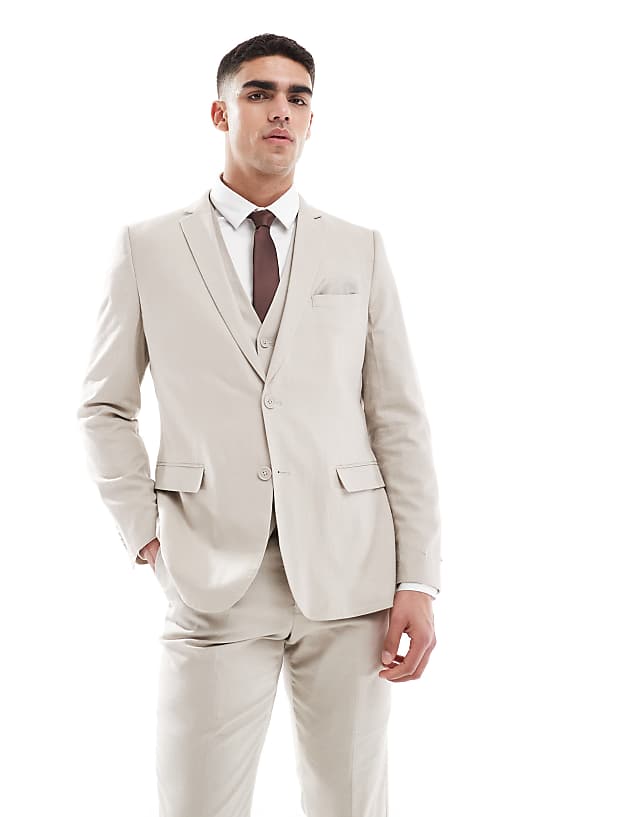 French Connection Linen Formal Suit Co-ord In Stone