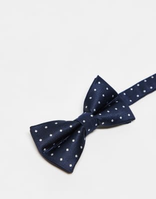 French Connection Polka Dot Bow Tie In Navy And White