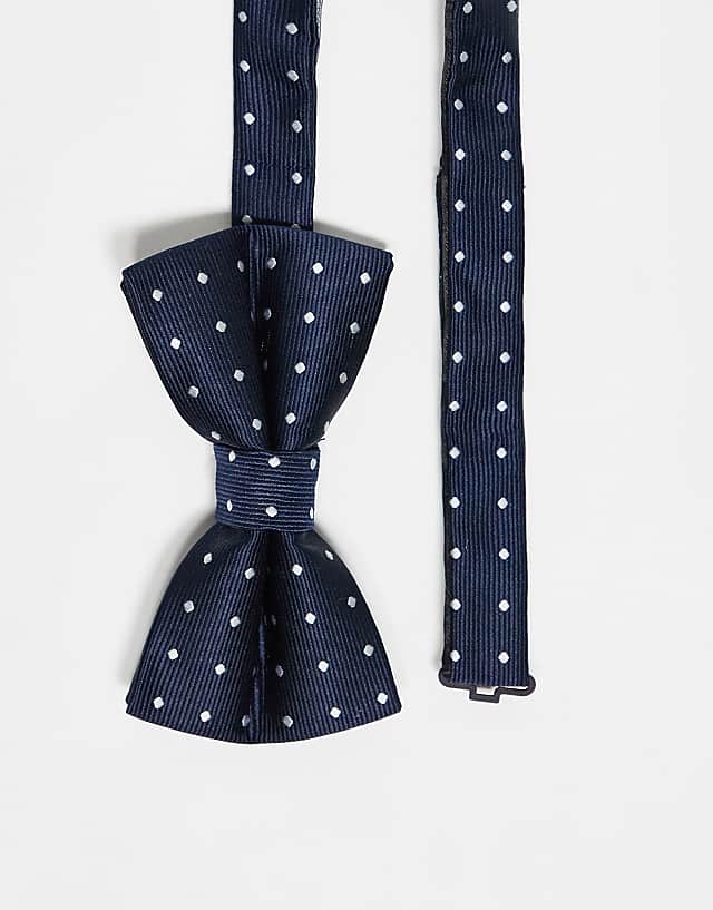 French Connection Polka Dot Bow Tie In Navy And White