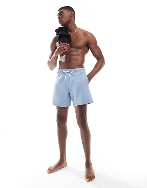 Hollister 6"" Swim Sweersucker Short In Light Blue