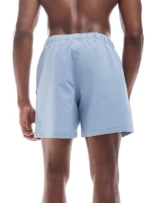 Hollister 6"" Swim Sweersucker Short In Light Blue