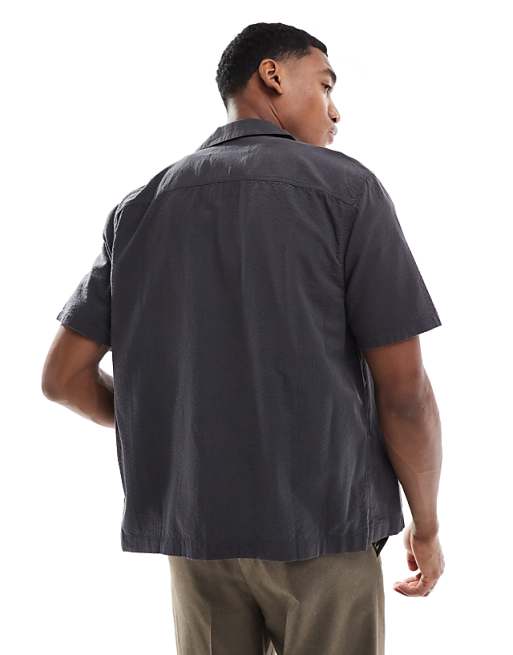 Hollister Short Sleeve Textured Shirt In Black