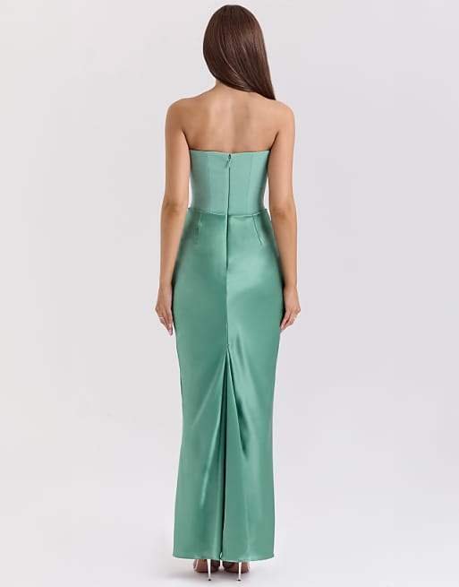 House Of CB Persephone Strapless Corset Maxi Dress In Jade