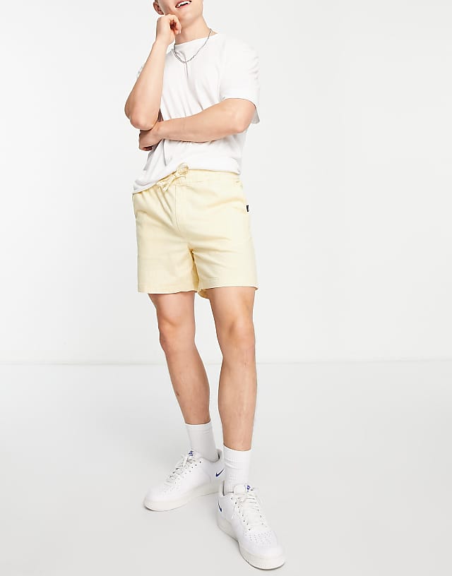 Jack & Jones Intelligence Pull On Linen Short In Pastel Yellow