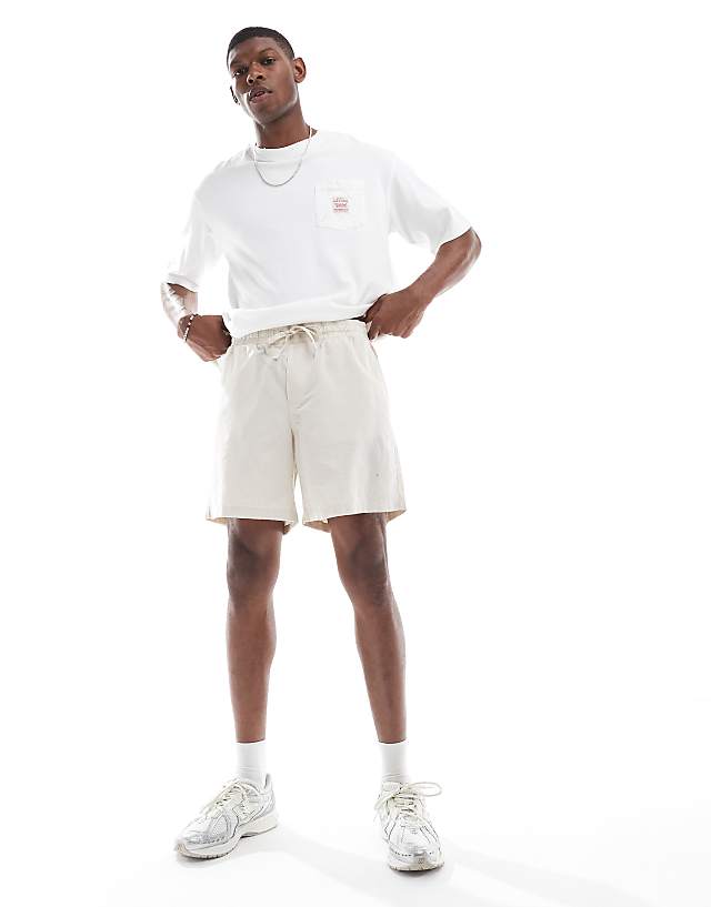Jack & Jones Linen Mix Drawstring Shorts In Beige