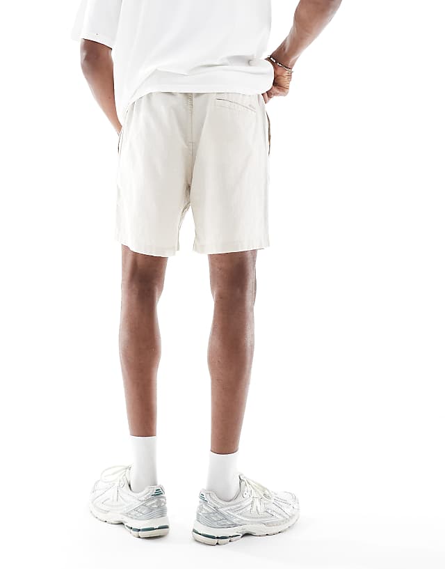 Jack & Jones Linen Mix Drawstring Shorts In Beige