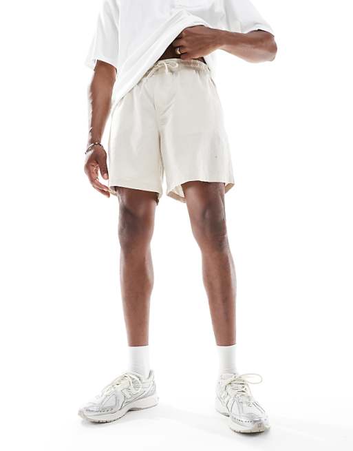 Jack & Jones Linen Mix Drawstring Shorts In Beige
