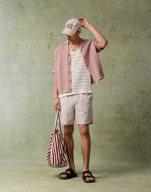 Jack & Jones Linen Shorts With Drawstring In Beige
