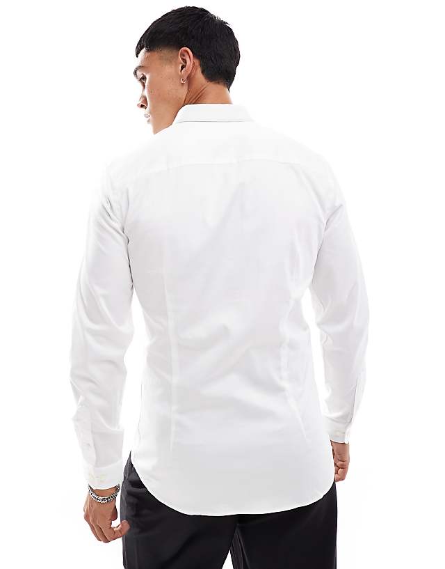 Jack & Jones Premium Super Slim Fit Stretch Smart Shirt In White