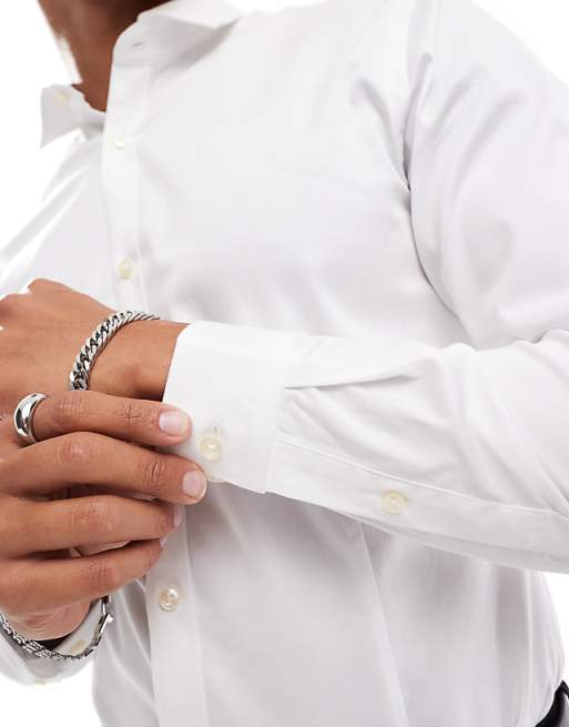 Jack & Jones Premium Super Slim Fit Stretch Smart Shirt In White