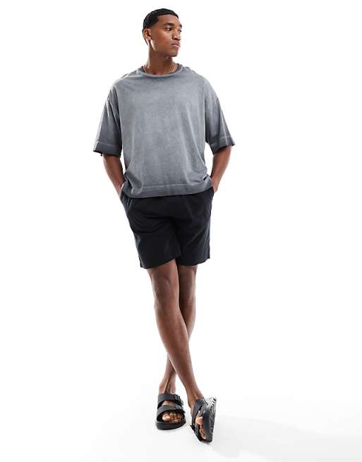 JJ Rebel linen short with drawstring waist in black