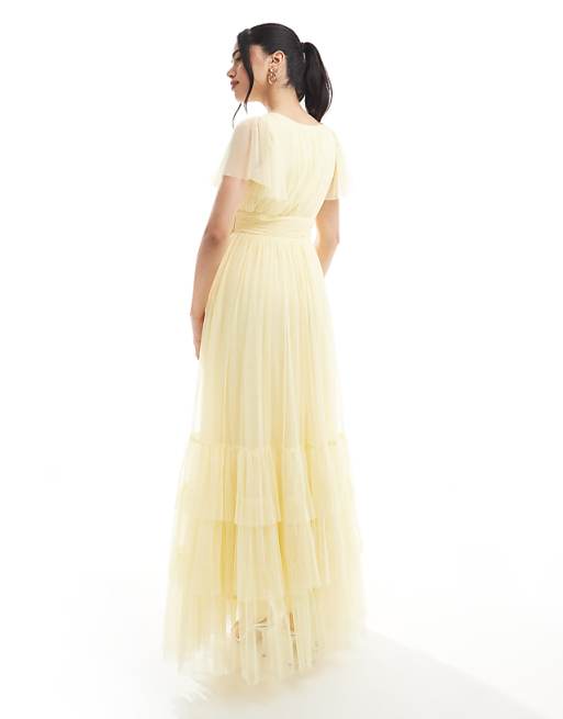 Lace & Beads Bridesmaid Madison Maxi Dress In Butter Yellow