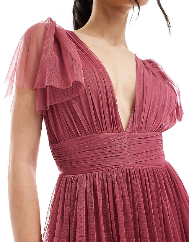 Lace & Beads Bridesmaid Madison Midi Dress In Orchid