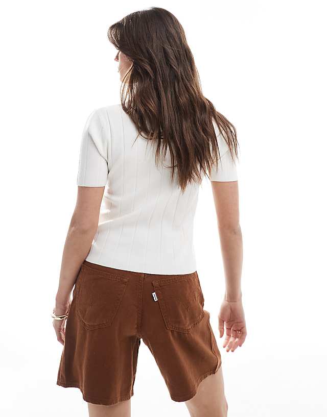 Levi's High Waisted Linen Blend Baggy Denim Shorts In Brown