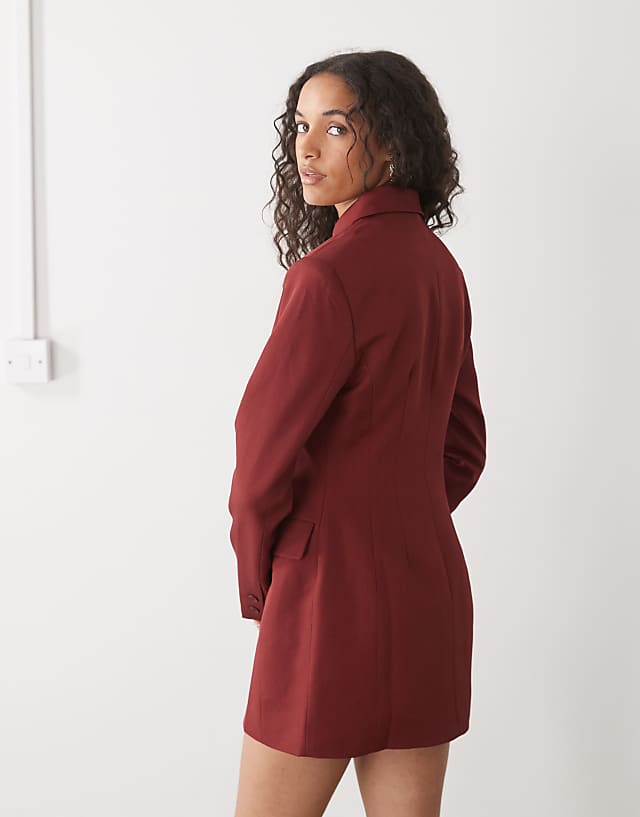 Lioness Cheri Structured Button Front Tailored Blazer Mini Dress In Red