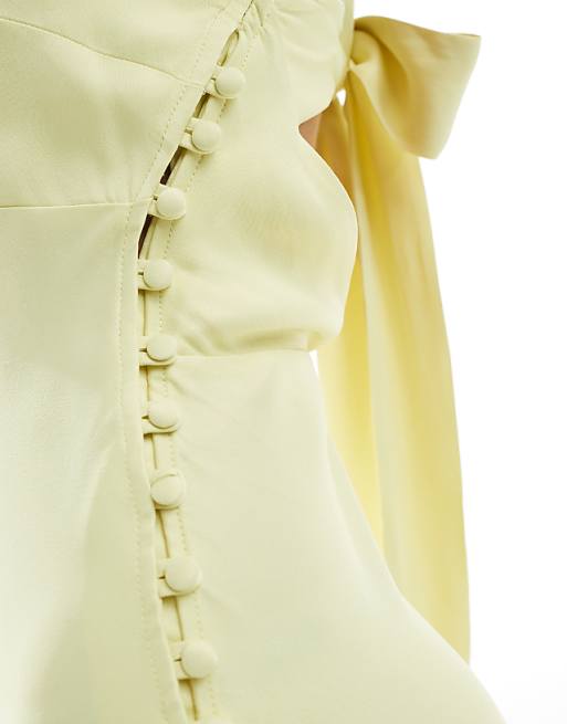 Maids To Measure Bridesmaid High Neck Maxi Dress With Tie Back In Lemon