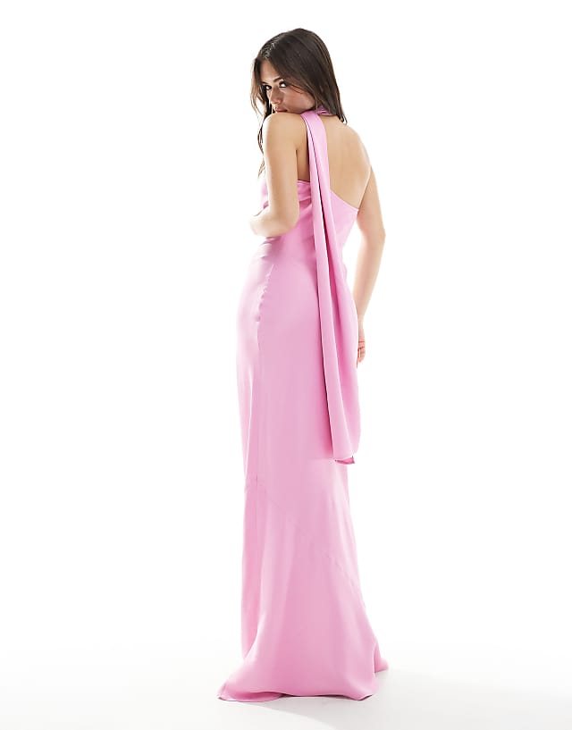Maids To Measure Bridesmaid One Shoulder Scarf Maxi Dress In Orchid