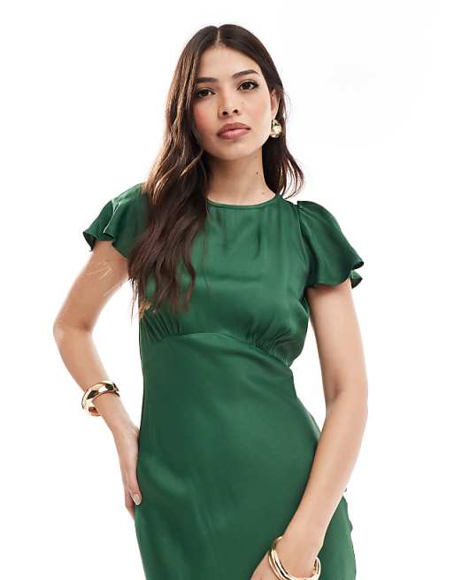 Maids To Measure Bridesmaid Short Sleeve Cowl Back Maxi Dress In Emerald