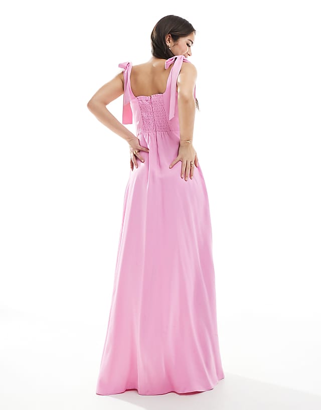 Maids To Measure Bridesmaid Tie Shoulder Maxi Dress In Orchid