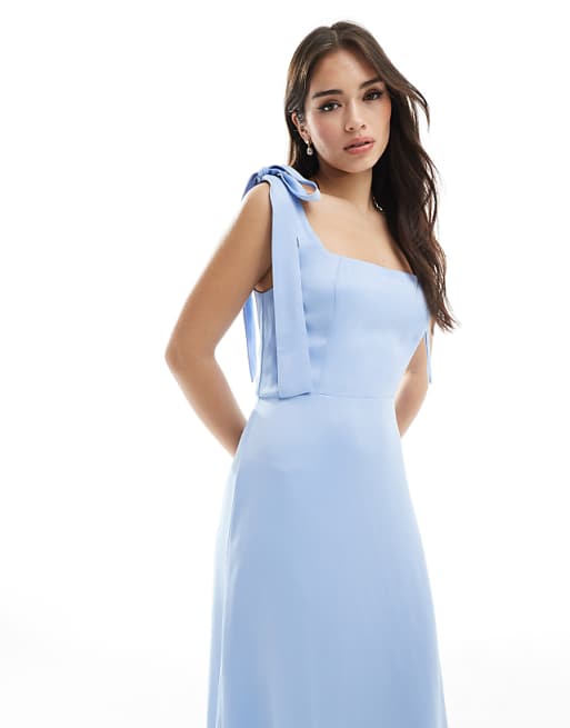 Maids To Measure Bridesmaid Tie Shoulder Maxi Dress In Cornflower Blue