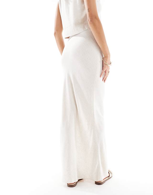 Miss Selfridge Linen Blend Bias Maxi Skirt In Stone