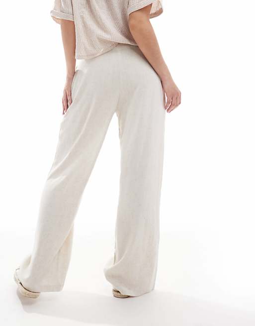 Miss Selfridge Linen Blend Tailored Wide Leg Trousers In Stone