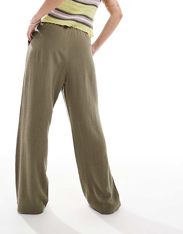 Miss Selfridge Linen Drawstring Waist Wide Leg Trousers