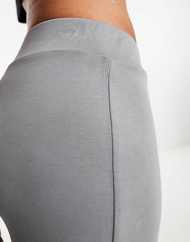 Monki Super Soft Wide Leg Trousers In Light Grey