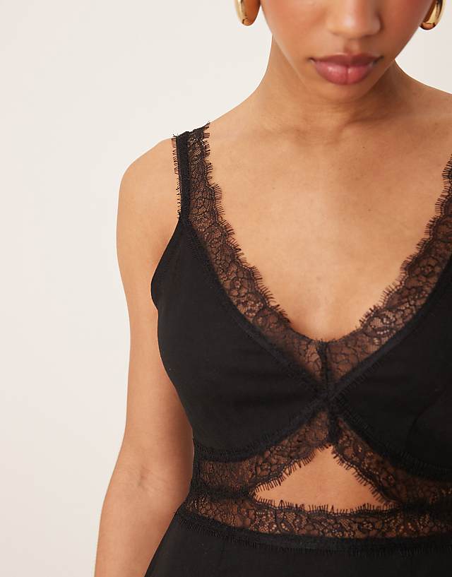 Never Fully Dressed Mimi Linen Cut-out Midaxi Dress In Black