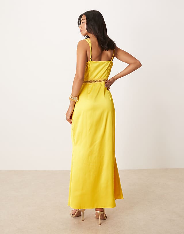 Never Fully Dressed Petite Mimi Slip Midaxi Dress In Yellow