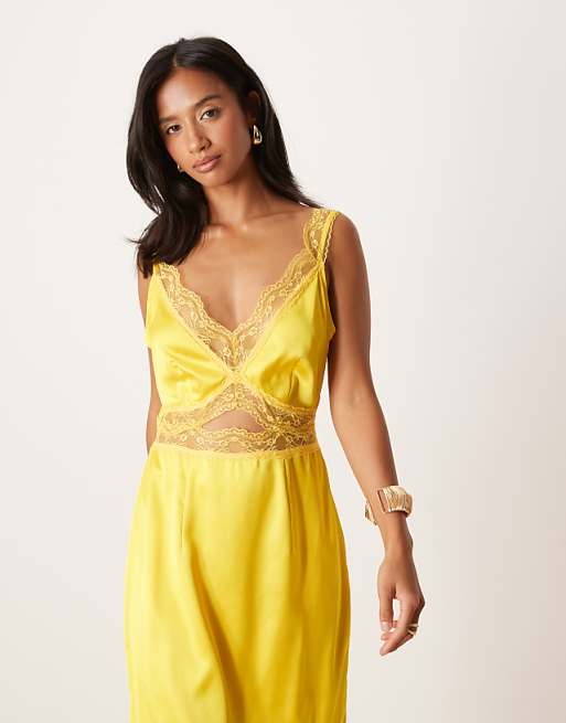 Never Fully Dressed Petite Mimi Slip Midaxi Dress In Yellow