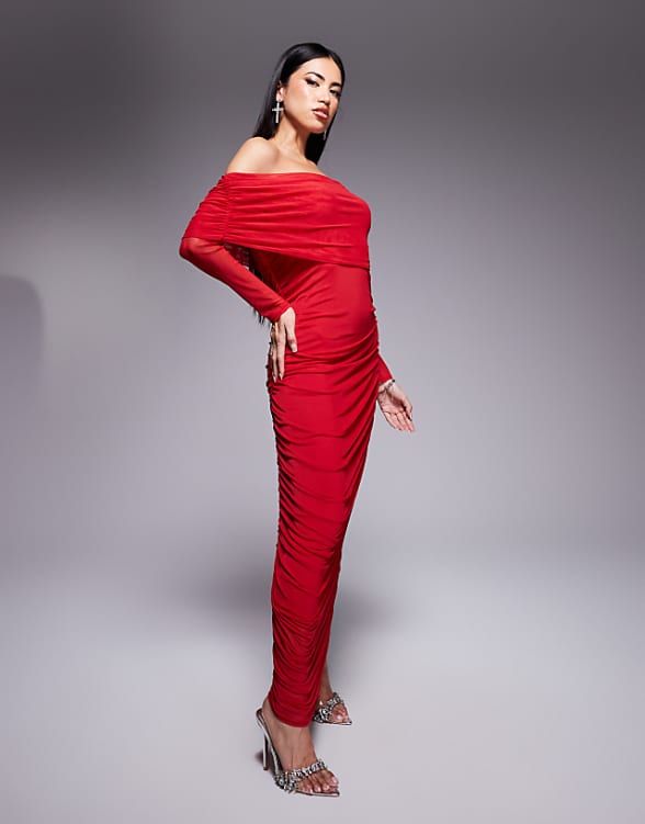 Never Fully Dressed ruched midaxi dress in red