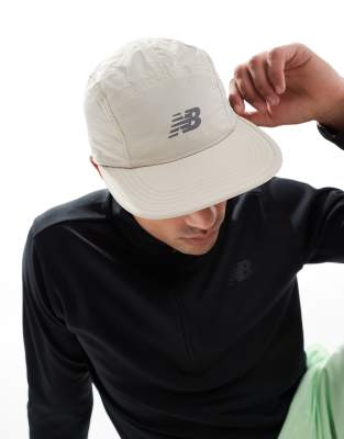New Balance 5 Panel Performance Cap In Off White