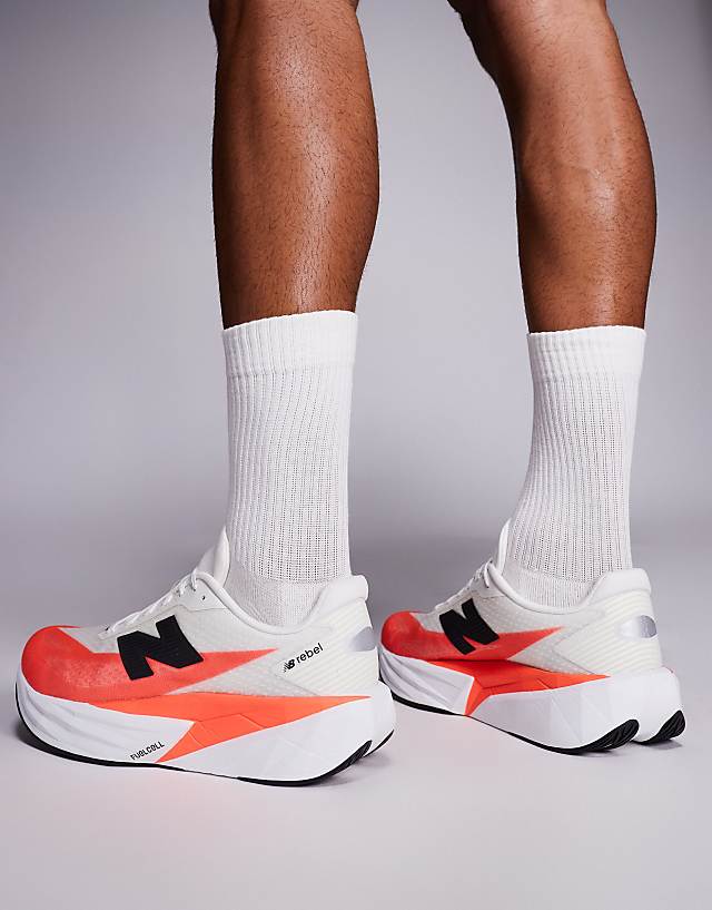 New Balance Fuelcell Rebel V5 Running Trainers In Bright Red And White