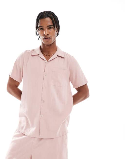 New Look Linen Blend Shirt & Short Co-ord In Lilac