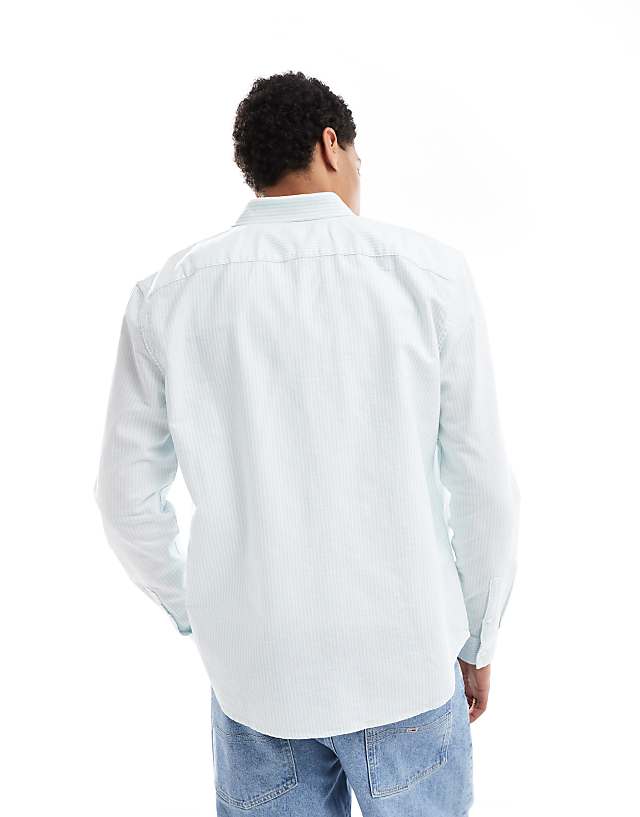 New Look Long Sleeve Stripe Shirt In Light Blue
