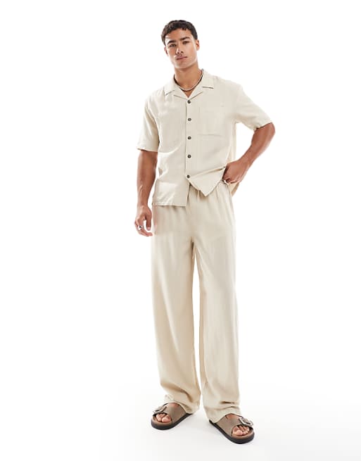 New Look New Look Double Pocket Boxy Linen-blend Shirt & Short Co-ord In Stone