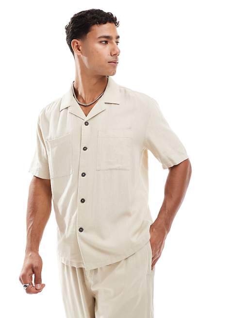 New Look New Look Double Pocket Boxy Linen-blend Shirt & Short Co-ord In Stone