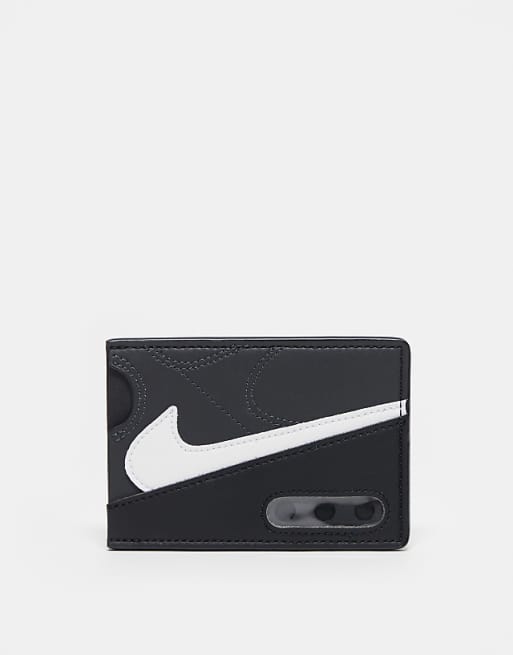 Nike icon air max 90 card wallet in dk smoke grey and black and white