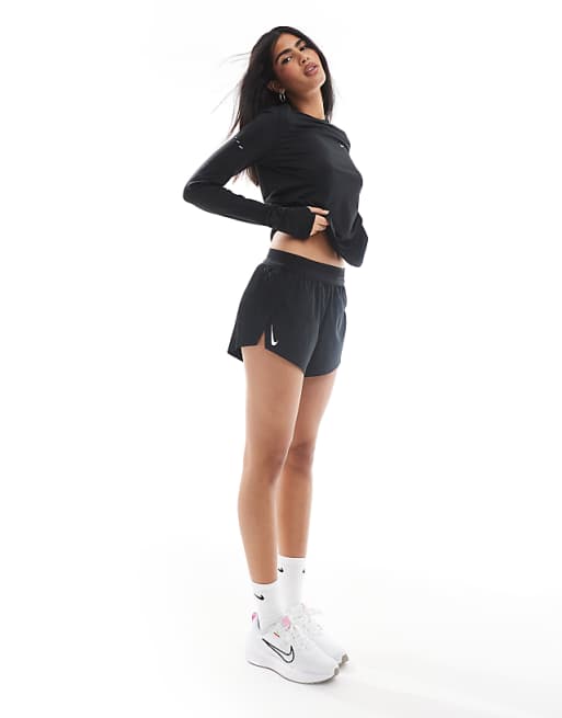 Nike Running Aeroswift Dri-FIT Plisse Mid Rise Shorts In Black - BLACK